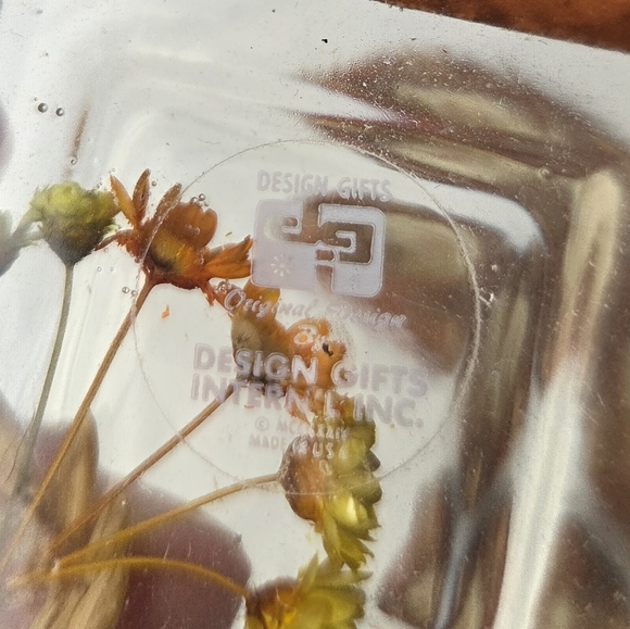 Vintage Resin & Wood Coaster Set | Botanical Inlay | Mid-Century Boho (Set of 4) - Picture 2 of 16